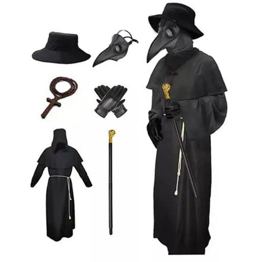 Halloween Black Disease Plague Doctor Costume Beak Babel.Fashion