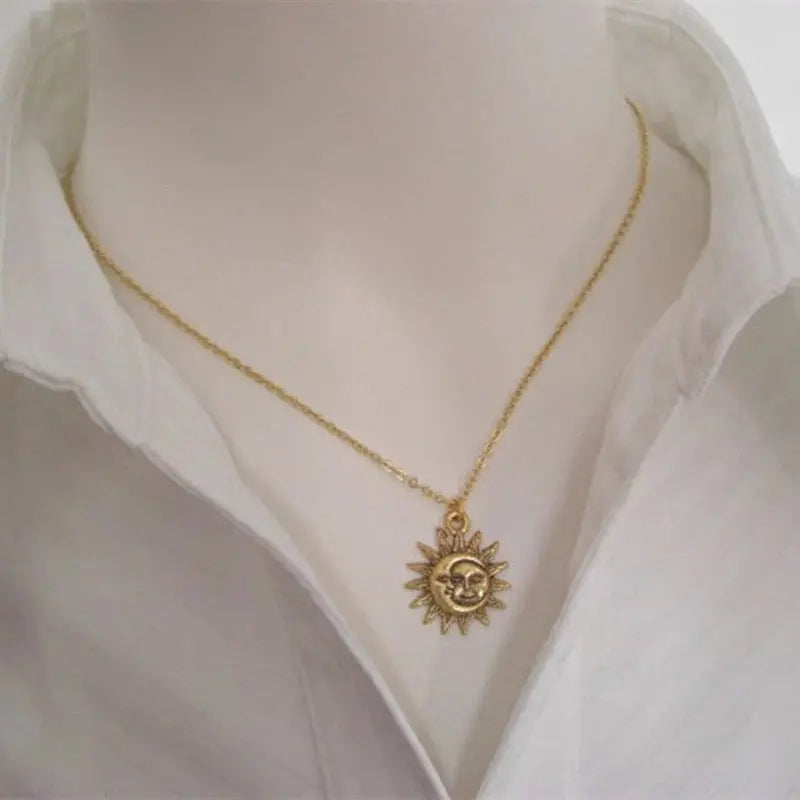 Sun Moon Pendant Necklace BABYLON FASHION