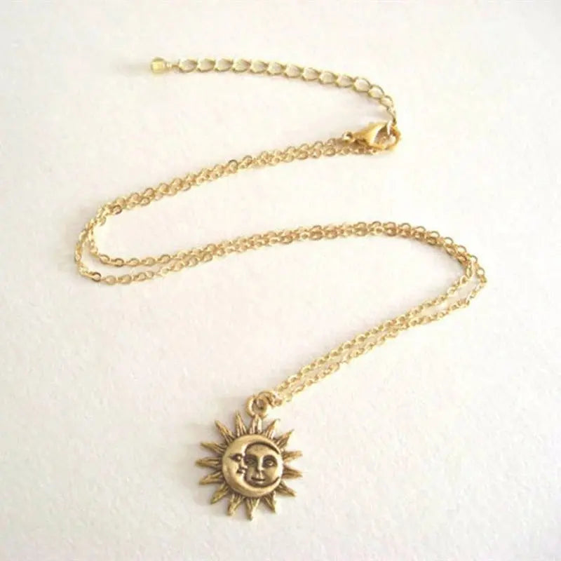 Sun Moon Pendant Necklace BABYLON FASHION