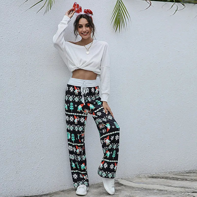 Trousers With Christmas Snowflake Babel.Fashion