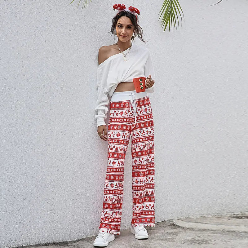 Trousers With Christmas Snowflake Babel.Fashion