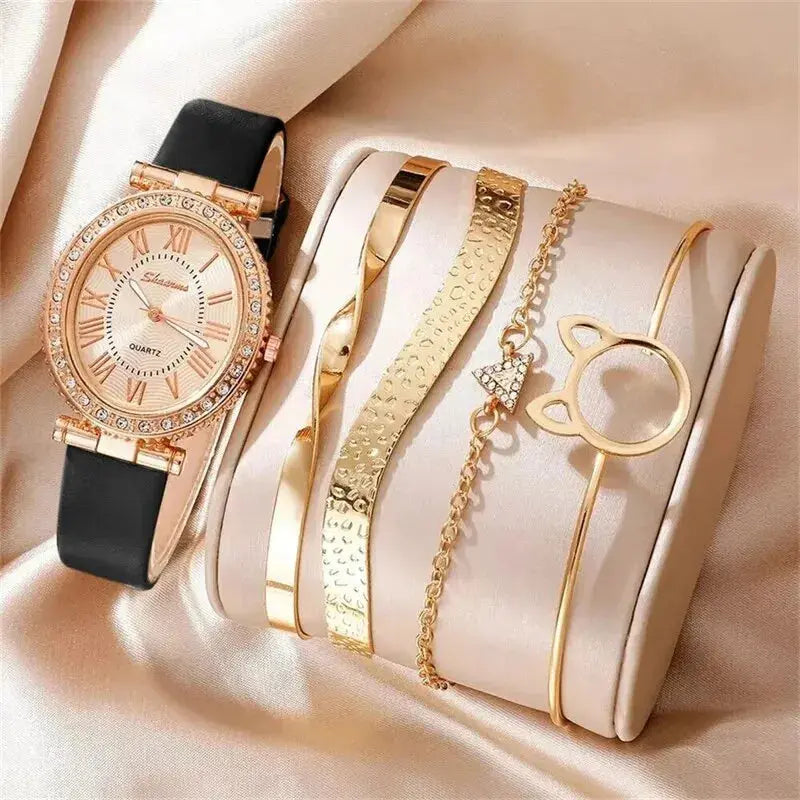 Women's Fashion Quartz Watch Luxury Leather Band Analog WristWatch Ladies Watch Women Dress Bracelet Set Reloj Mujer Clock BABEL.FASHION power by FashionBrandsTop.com