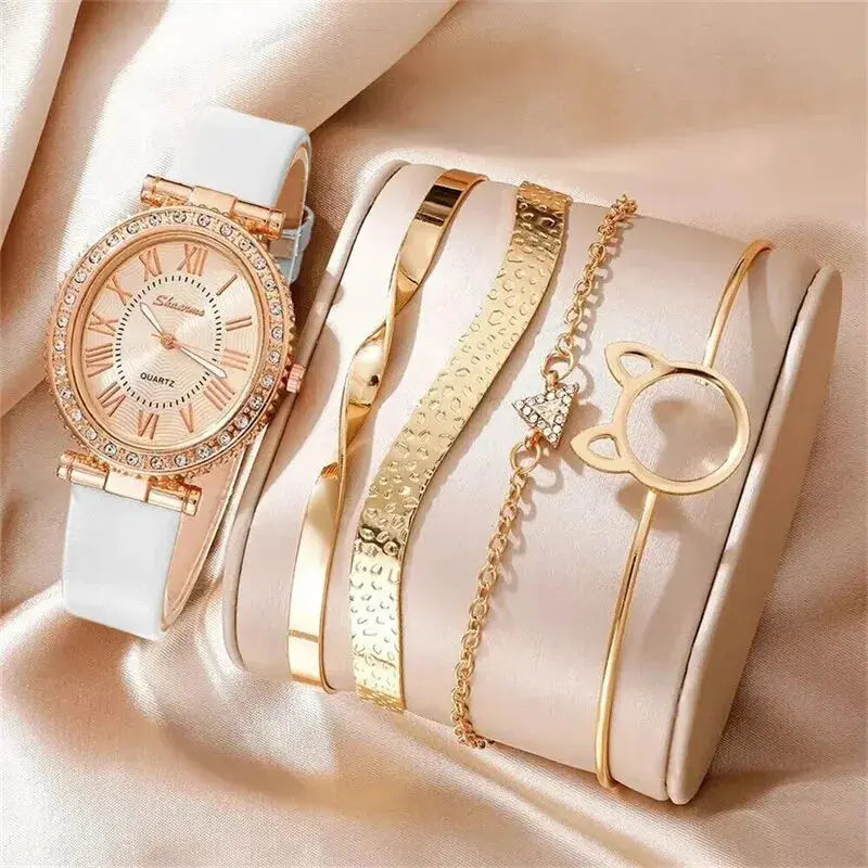 Women's Fashion Quartz Watch Luxury Leather Band Analog WristWatch Ladies Watch Women Dress Bracelet Set Reloj Mujer Clock BABEL.FASHION power by FashionBrandsTop.com