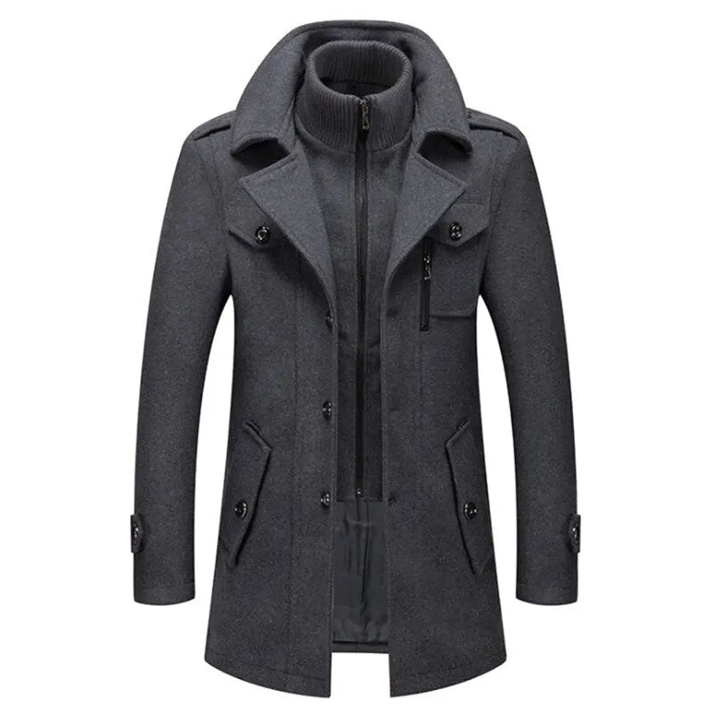 Coat cotton woolen men's jacket - clothing men's- Grey / 5XL - BABYLON FASHION Babylon.Fashion